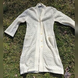 Vintage 80s Knitivo Long Cream Cardigan